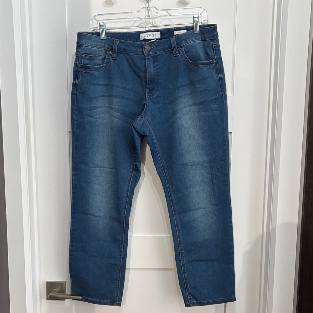 Kenneth Cole Reaction Relaxed Fit Denim Jeans - Blue, Ankle Crop length